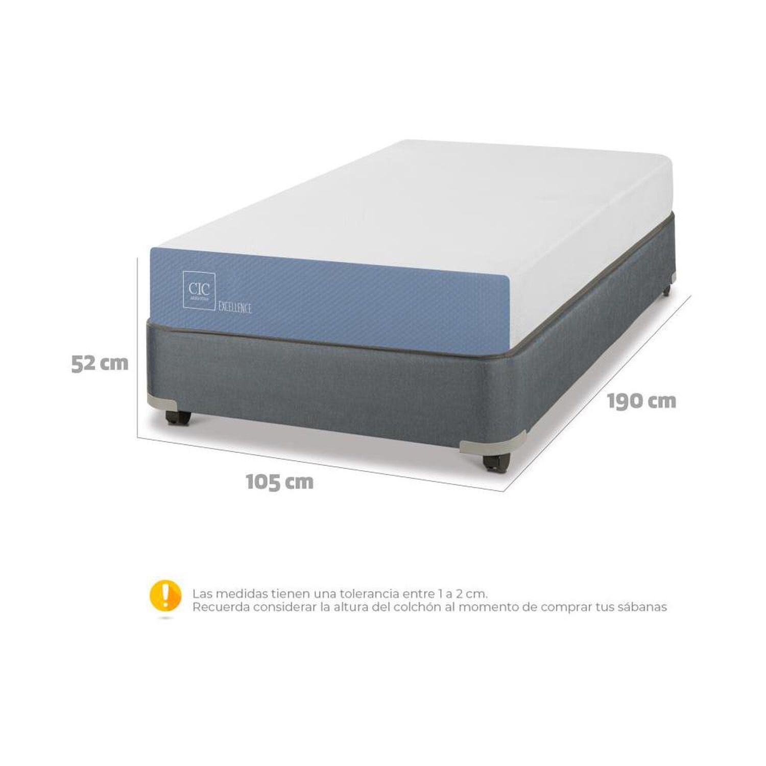 Cama Americana Cic Excellence / 1.5 Plazas / Base Normal image number 2.0