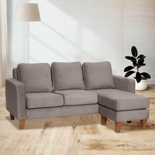 Seccional Venecia Intercambiable Tela Velvet Gris