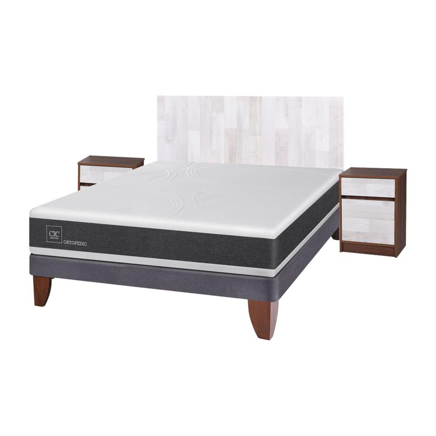 Cama Europea Cic New Ortopedic / 2 Plazas / Base Normal + Set de Maderas Legno image number 1.0