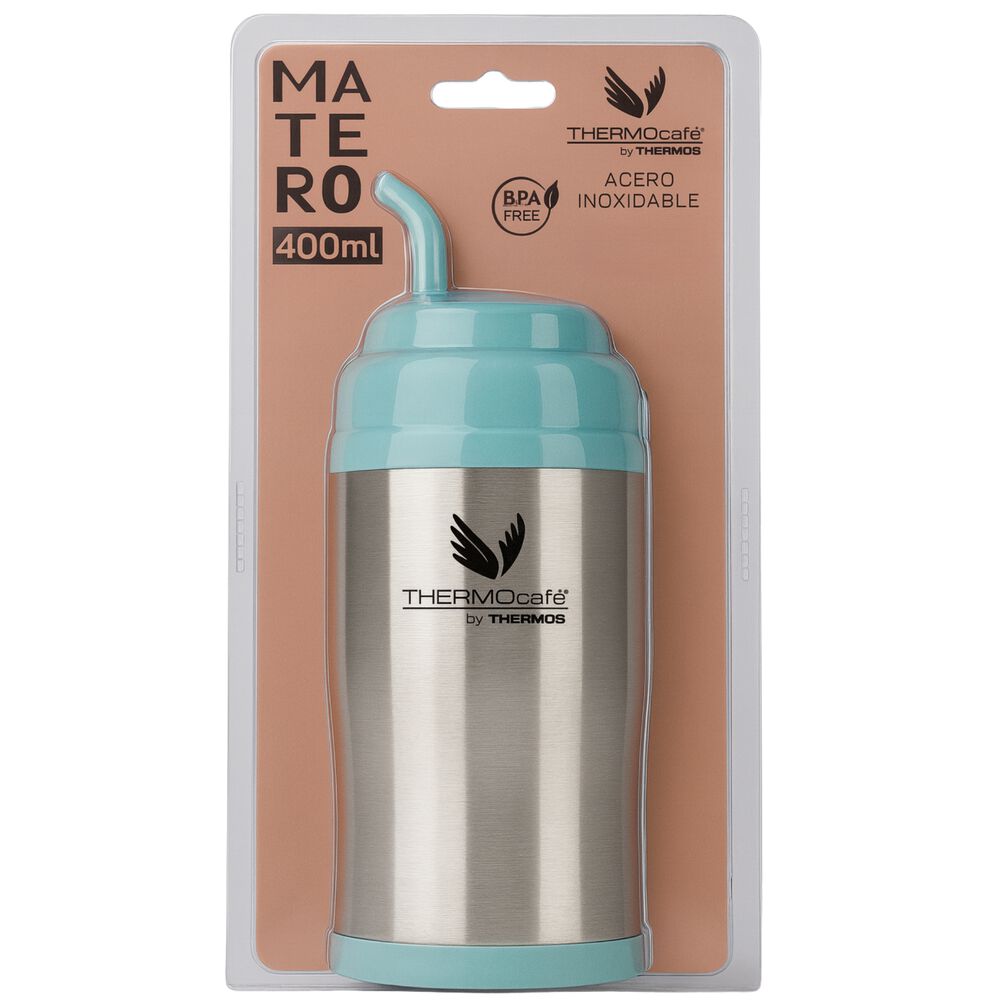 Vaso Térmico Mug Para Mate De Acero Inoxidable Aqua 400ml+bombilla image number 2.0