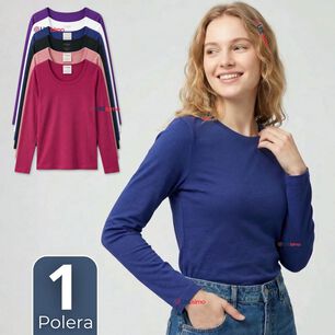 Camiseta Polera Polar Primera Capa Manga Larga Colores Surtidos Mujer