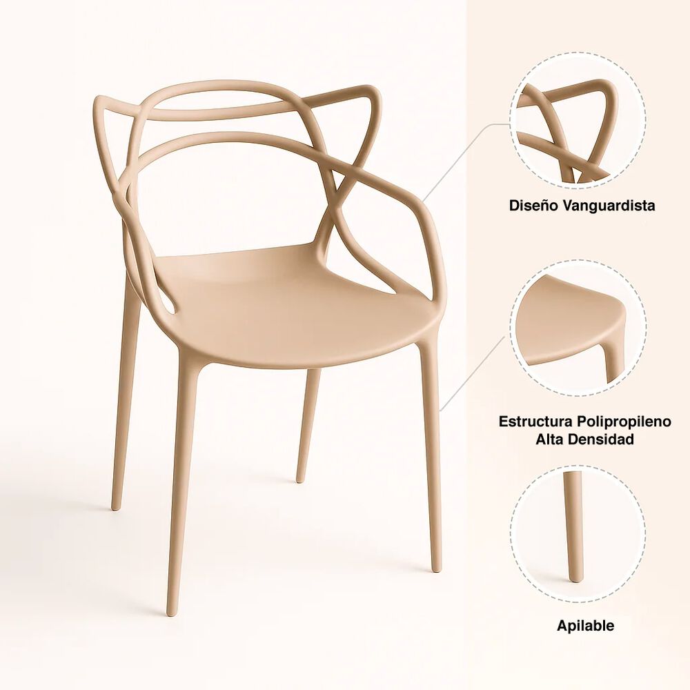 Pack De 4 Sillas De Terraza O Comedor Master - Beige image number 4.0
