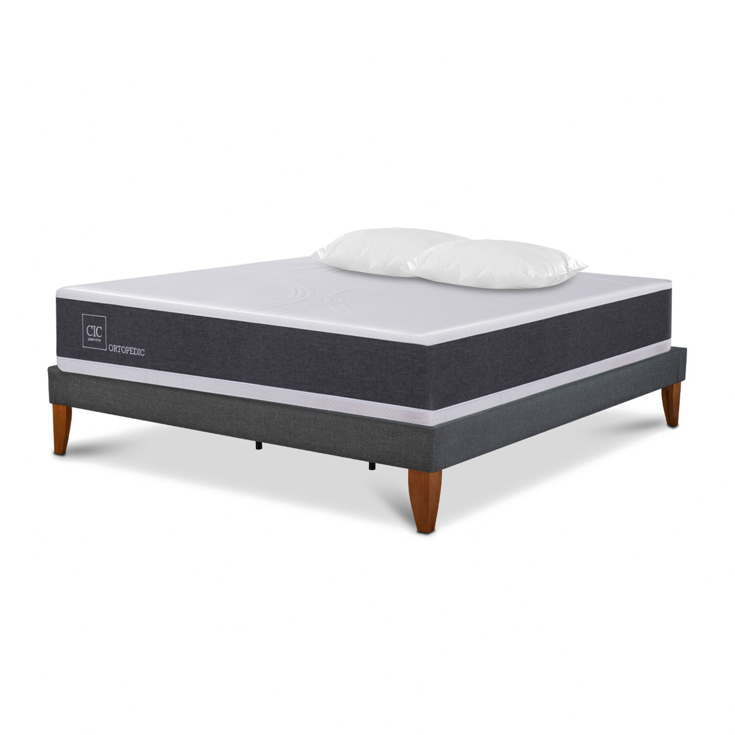 Cama Europea Cic New Ortopedic / 2 Plazas / Base Normal + Almohadas image number 1.0