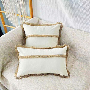 Pack De 02 Fundas De Cojin Con Detalles En Yute 30x50 Cm Md14