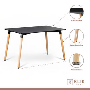 Comedor Mesa Rectangular Negra 120x80 Cm + 6 Sillas Patchwor