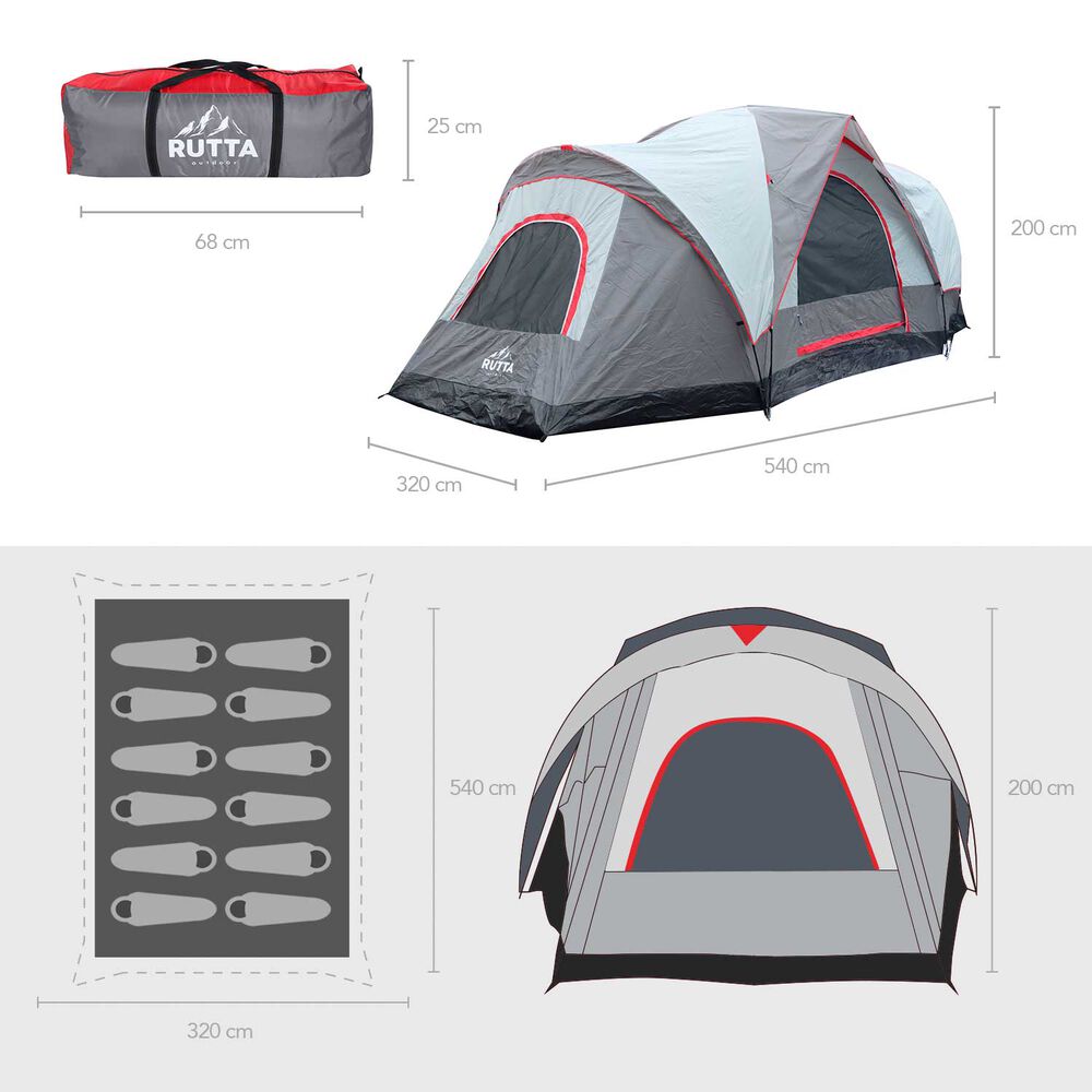 Carpa 12 Personas Camping Outdoor Gris image number 6.0