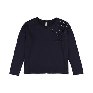 Sweater Liso Aplicación Strass Manga Larga Cuello Redondo Mujer Geeps