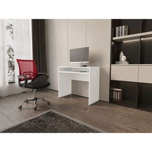 Combo Oficina New York 1 Escritorio Blanco + Silla Color Ergon&oacute;mica Con Altura Ajustable