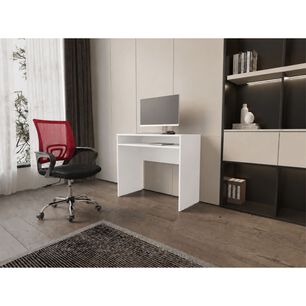 Combo Oficina New York 1 Escritorio Blanco + Silla Color Ergon&oacute;mica Con Altura Ajustable