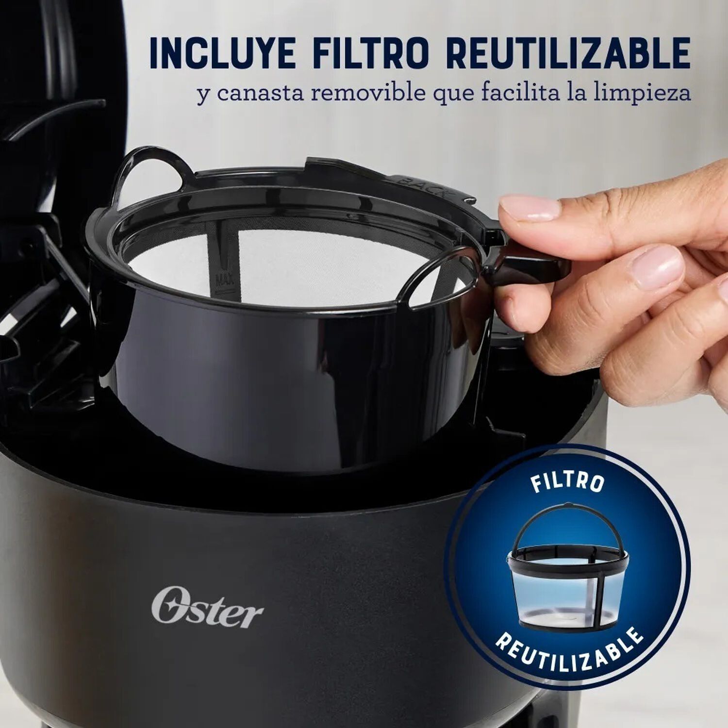Oster Cafetera 5 Tazas De Capacidad Con Filtro Reutilizable Bvstdcs51b image number 4.0