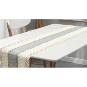 Camino De Mesa Decorativo Dise&ntilde;o Tejido Encaje Mesa Comedor Gris