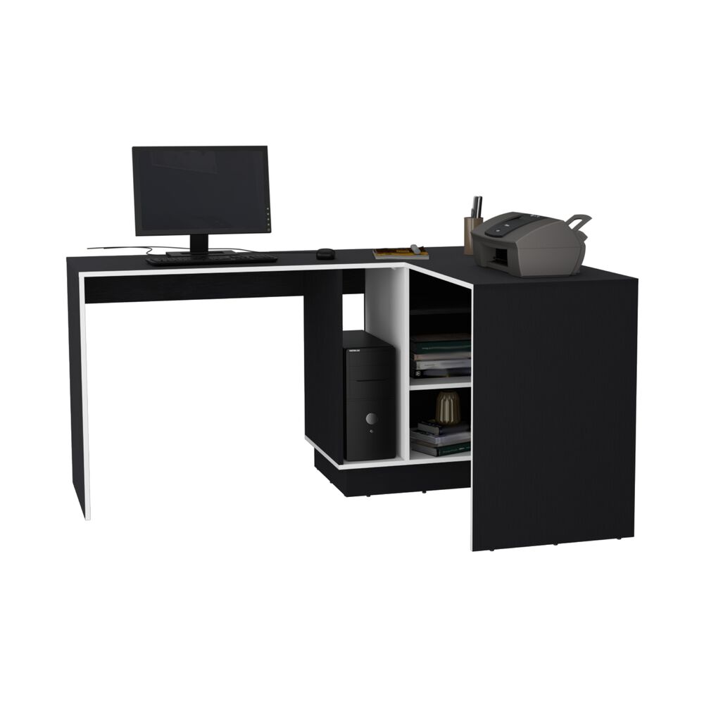 Escritorio En L Con Estantes Fm-028n - Negro Y Blanco image number 1.0