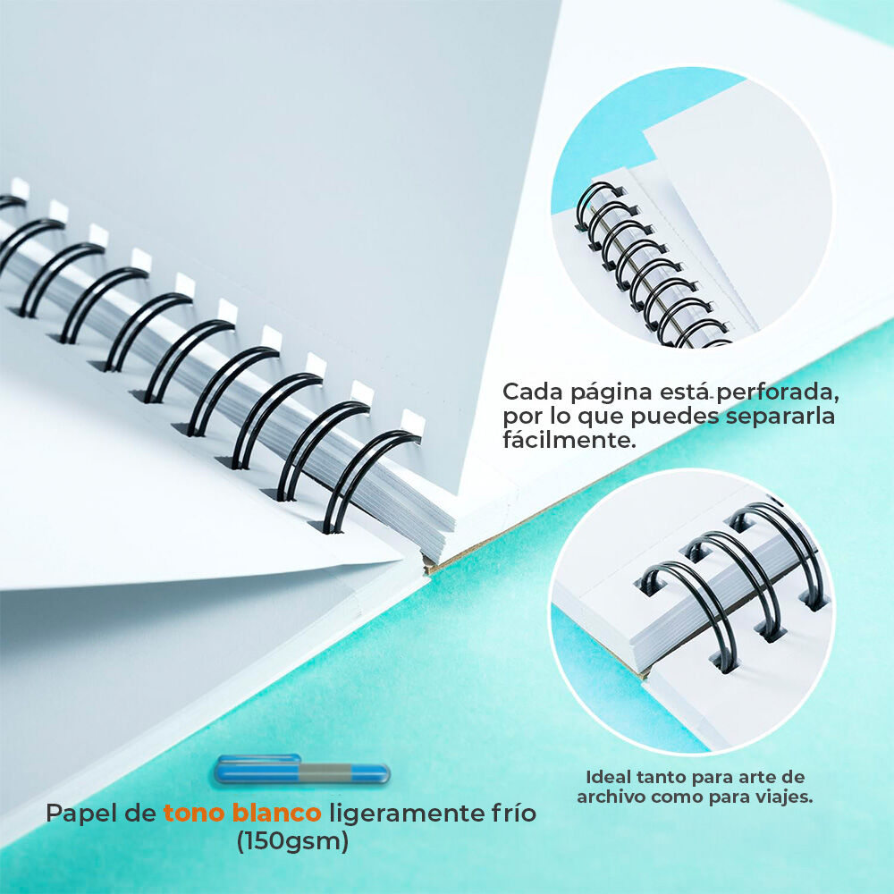 Ohuhu Block Doble Cara (21,6x14cm,60hojas,150g) Antisangrado image number 2.0