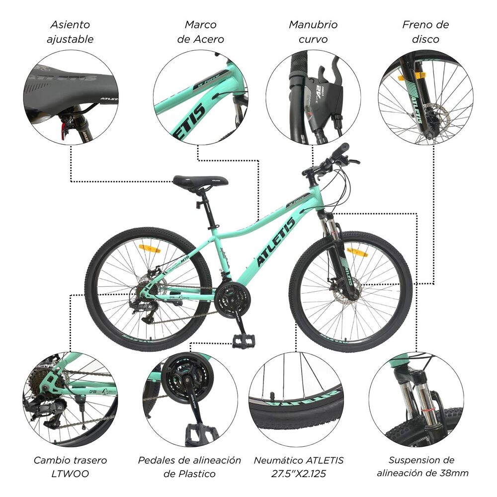 Bicicleta Mountain Bike W Force Turquesa Aro 27.5 Atletis image number 3.0