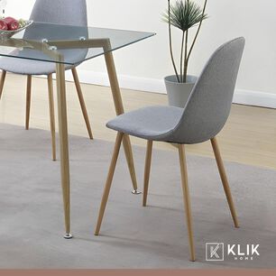 Comedor Redondo Vidrio Cross 120cm + 5 Sillas Velvet Gris
