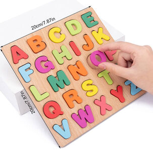 Puzzle Encaje De Madera Letras Abecedario Numeros Didactico