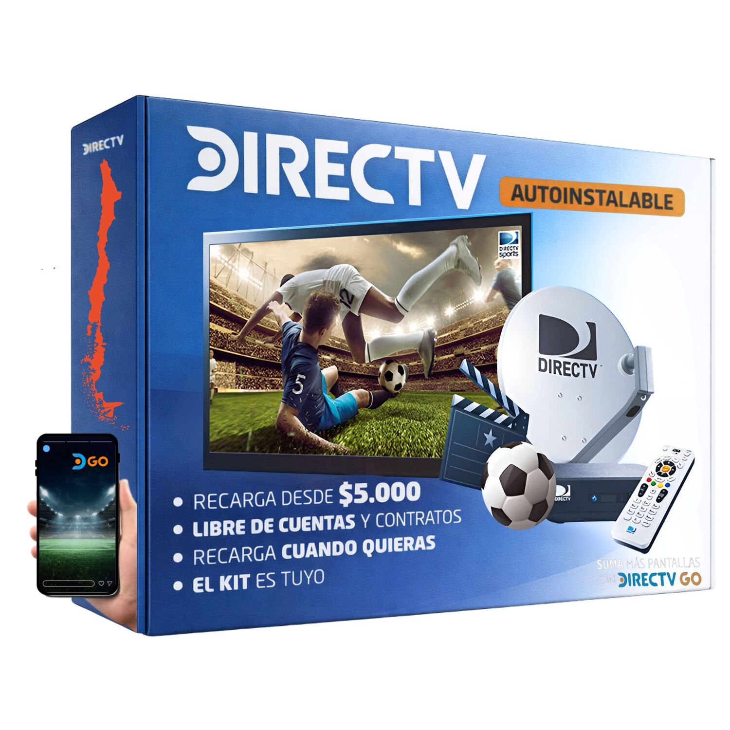 Antena Directv Prepago Satelital Hd Kit Full + 2 Directv Go image number 0.0
