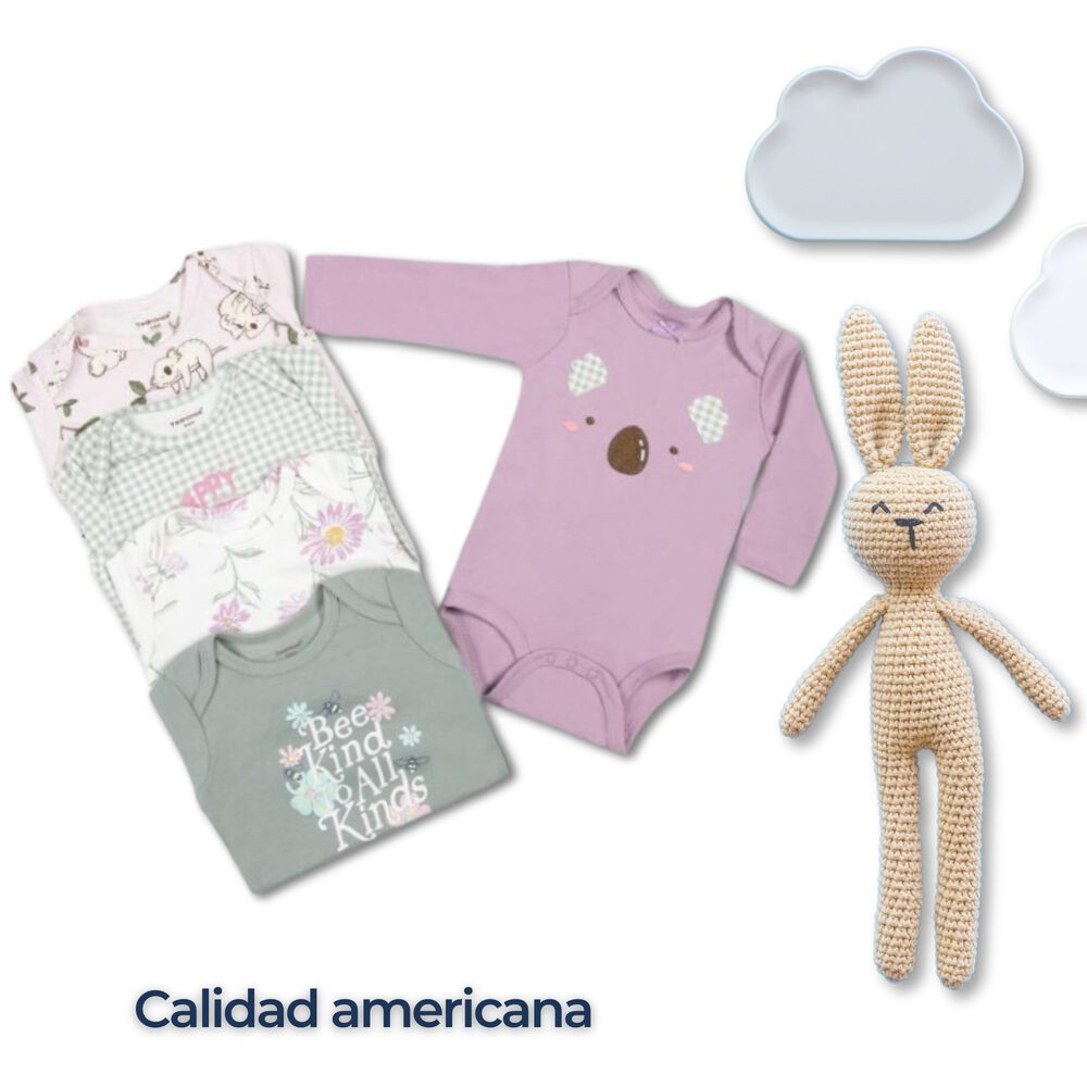 Pack 5 Bodys Ni&ntilde;a Manga Larga Tedmimak 100% Algod&oacute;n Soft Pink Floral image number 5.0