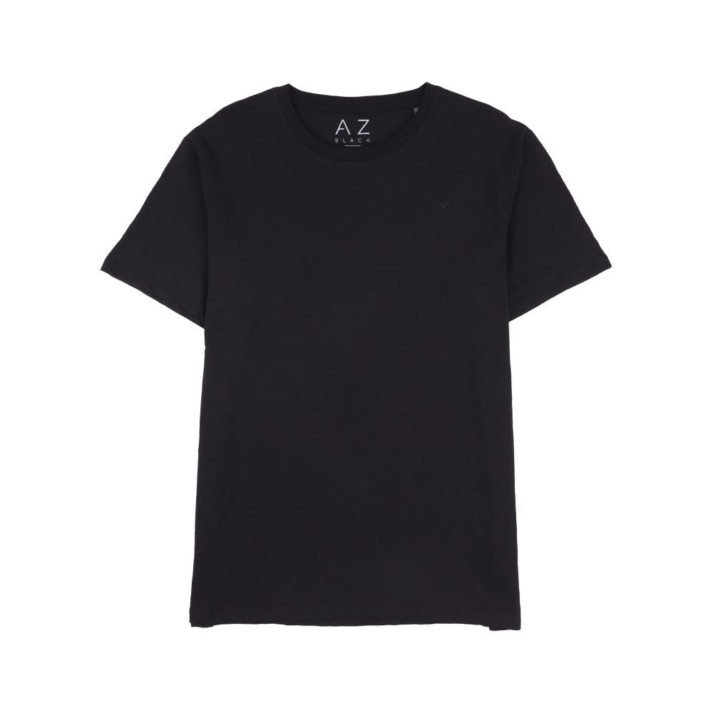 Polera Lisa Manga Corta Cuello Redondo Hombre Az Black image number 0.0