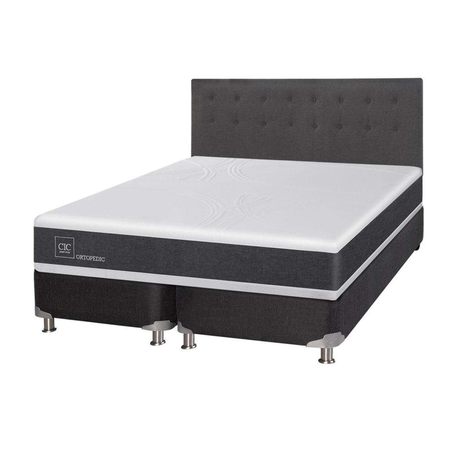 Box Spring Cic Ortopedic / King / Base Dividida + Respaldo + Almohada image number 1.0