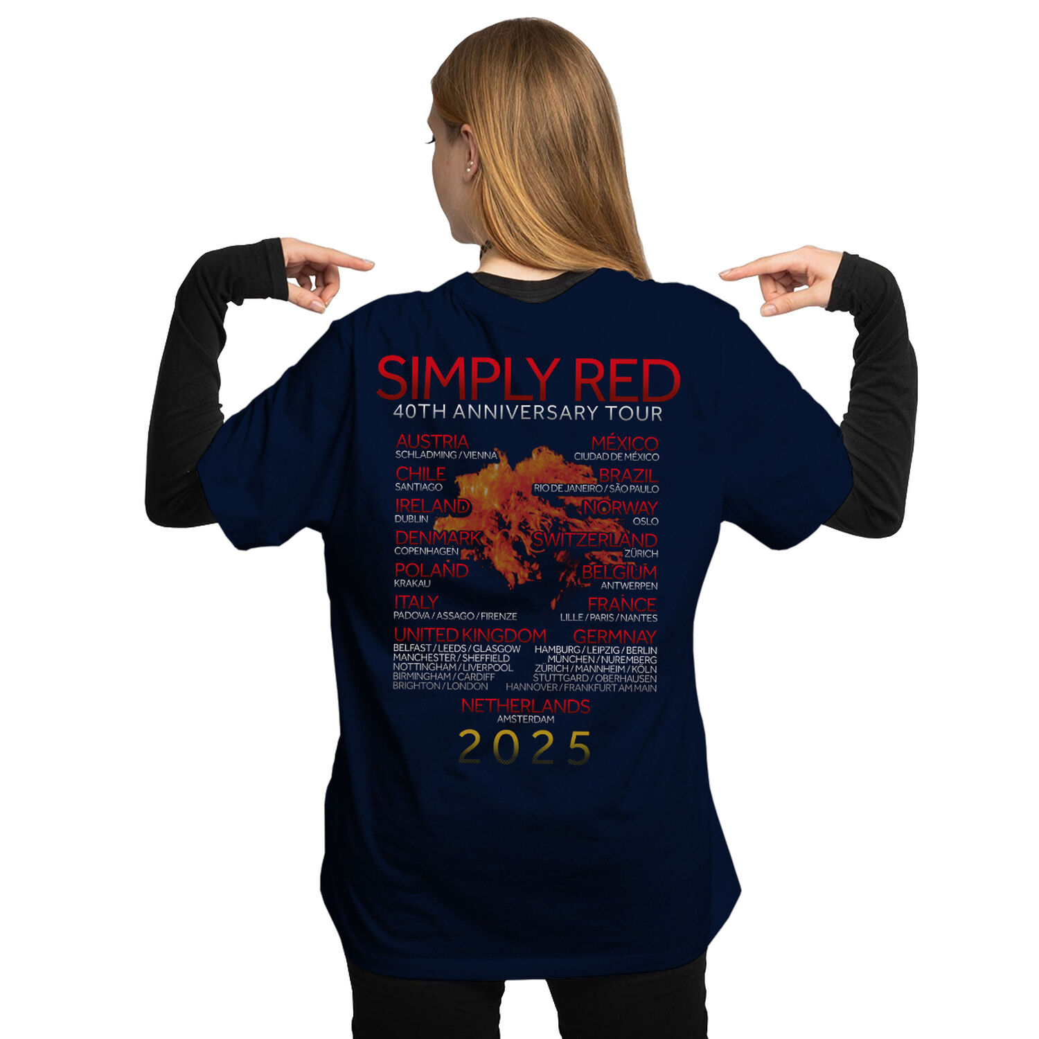 Polera Estampada 3d Simply Red 2025 Tour 40th Anniversary image number 1.0