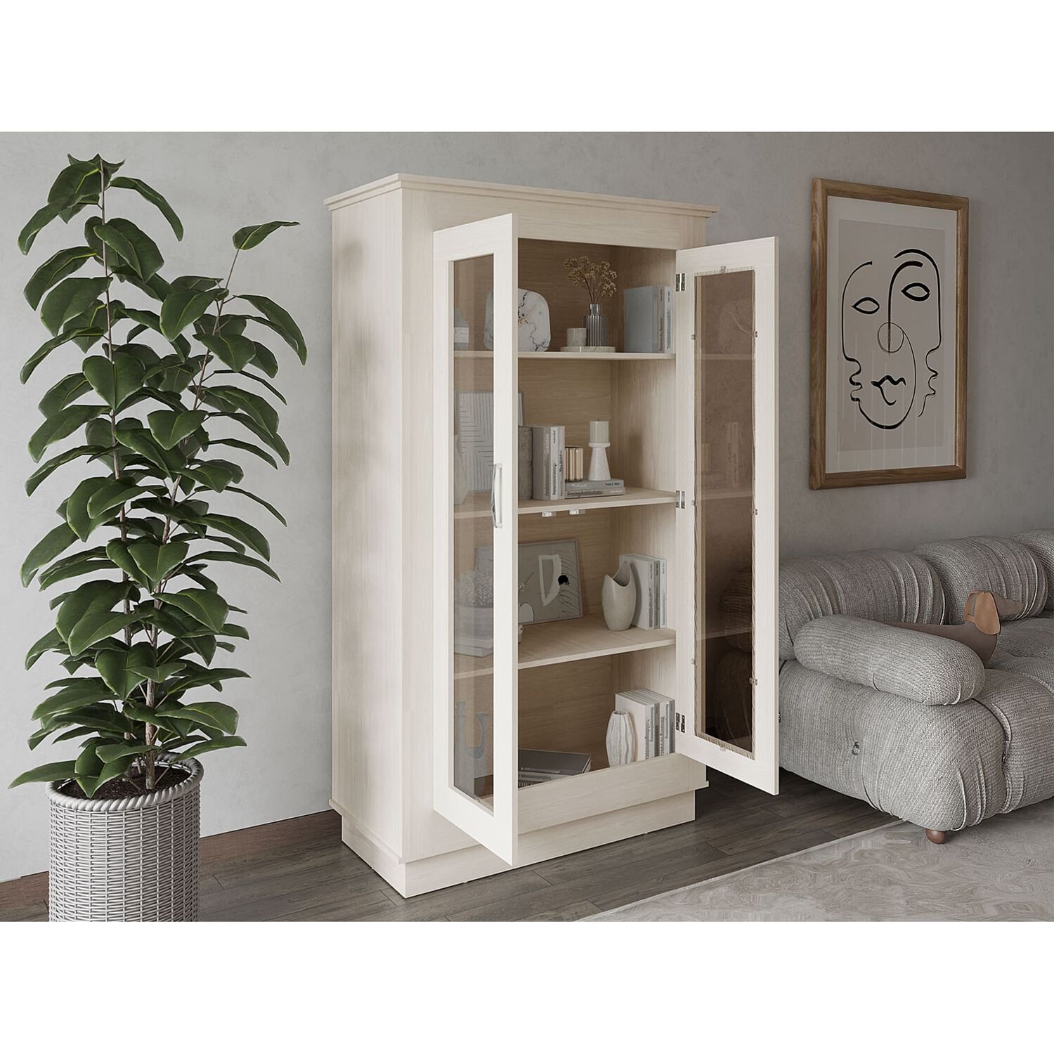 Vitrina 2 Puertas 3 Estantes Fm-005b Blanco image number 7.0
