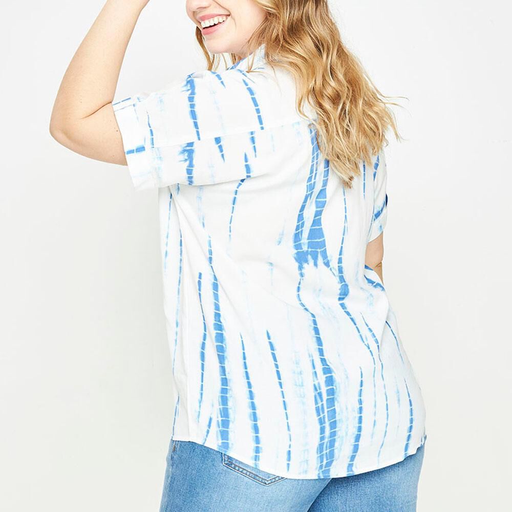 Blusa Tie Dye Abotonada Manga Corta Mujer Sexy Large image number 2.0