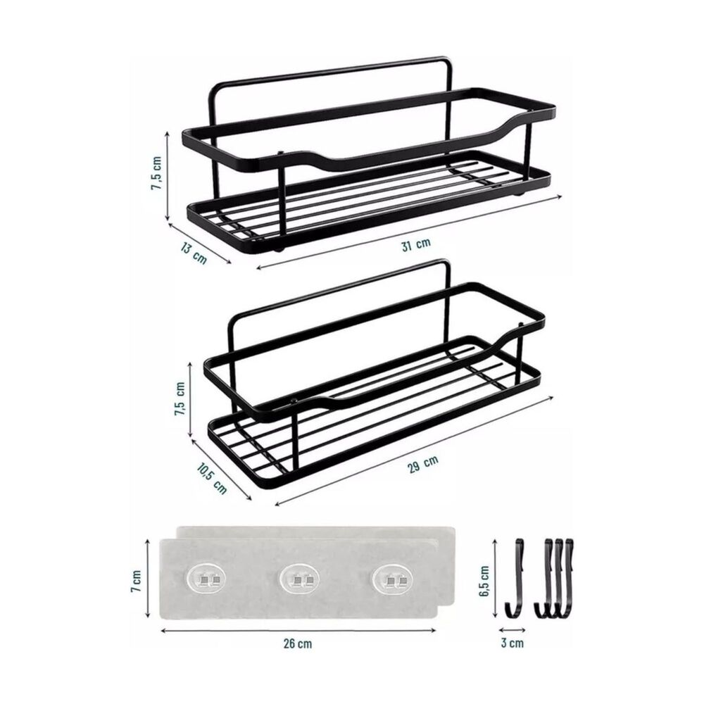 Organizador Ducha Baño Adhesivo 2 Repisas 13x31x7.5 Cm Negro image number 3.0