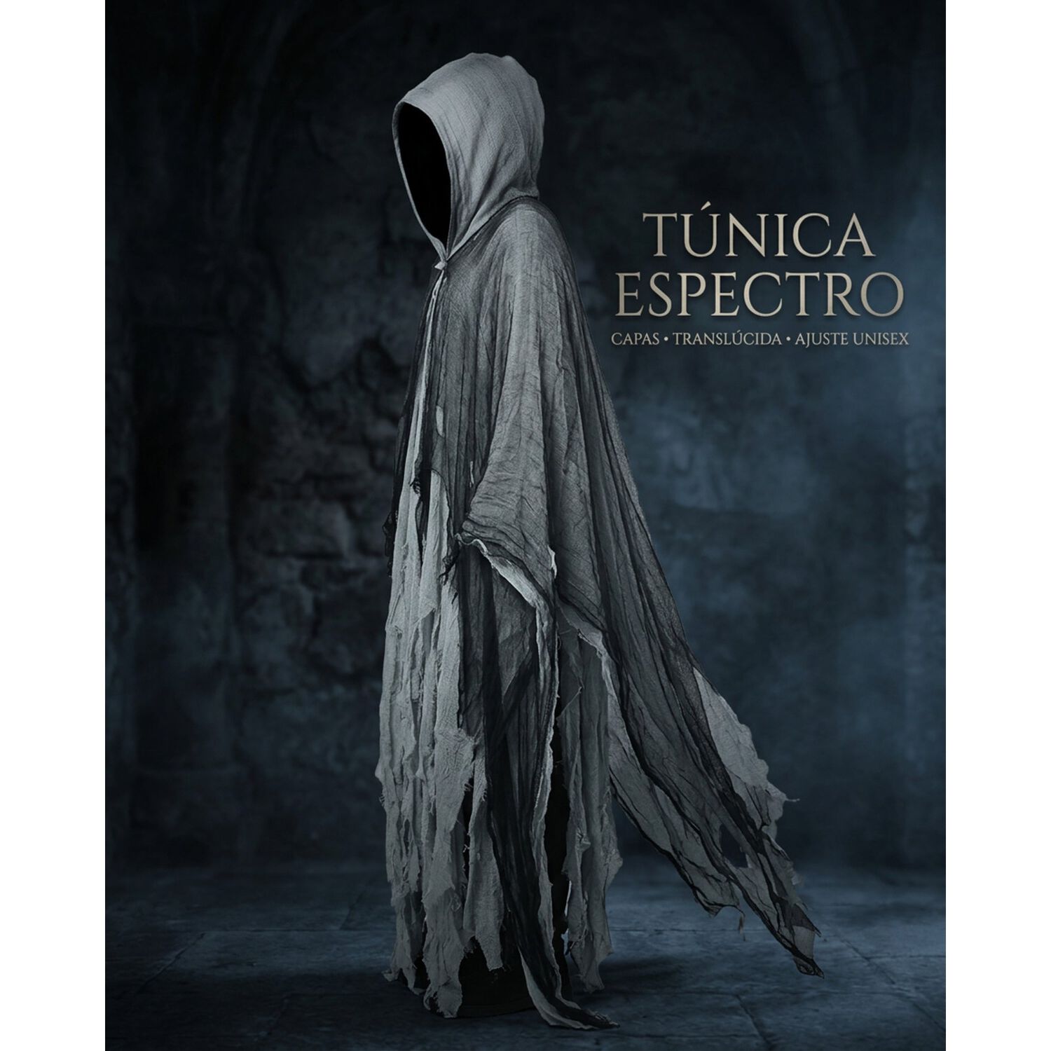 Disfraz T&uacute;nica Espectro Con Capucha Para Halloween Y Terror image number 2.0