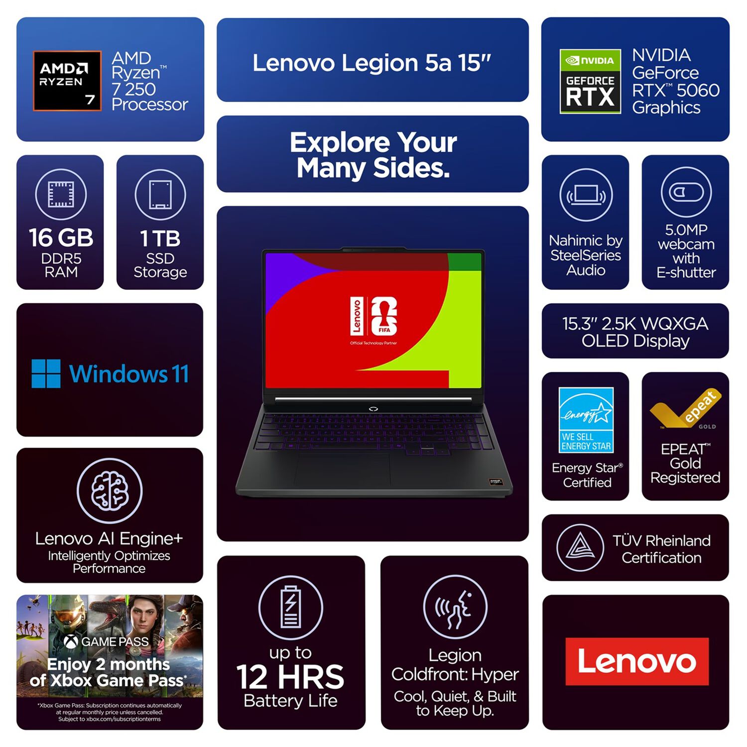 Notebook Gamer Lenovo Legion 15.3" (ryzen 7, Rtx 5060, 16gb, 1tb) image number 5.0