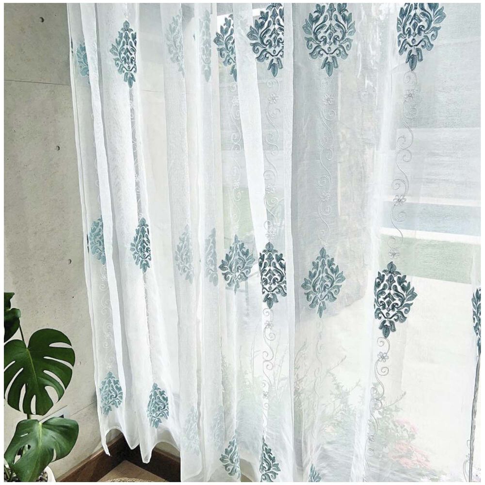 Set De 02 Visillos Bordados Con Argollas 140x230 Cm Mod03 image number 2.0