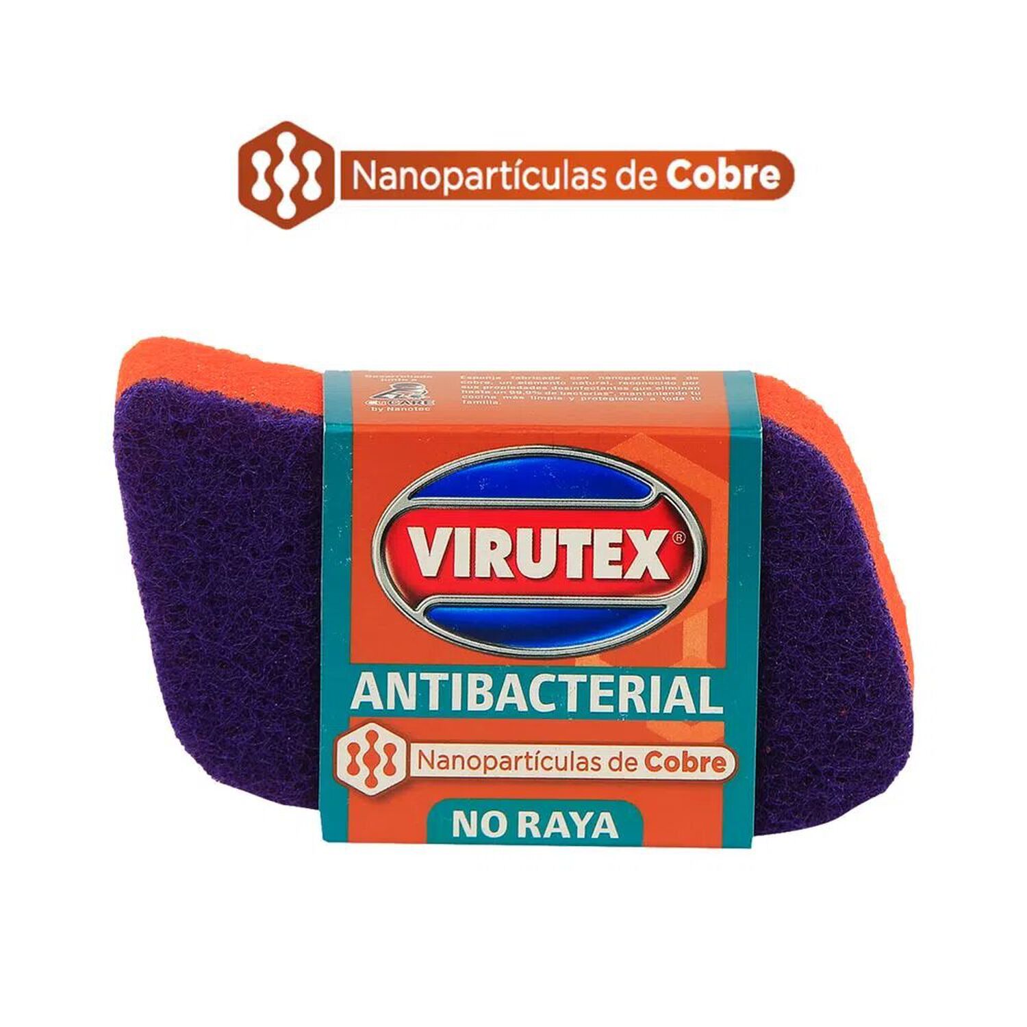 Esponja Antibacterial Lisa Fibra Suave - Virutex image number 0.0