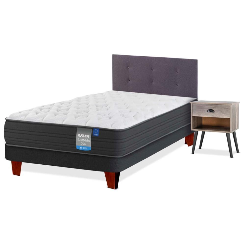 Cama Europea Flex Europedic Dual / 1.5 Plazas / Base Normal + Set De Maderas image number 1.0