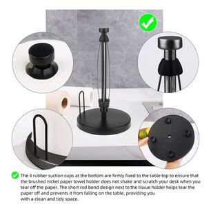 Soporte Toallas De Papel Trinquete Cocina Metal Negro