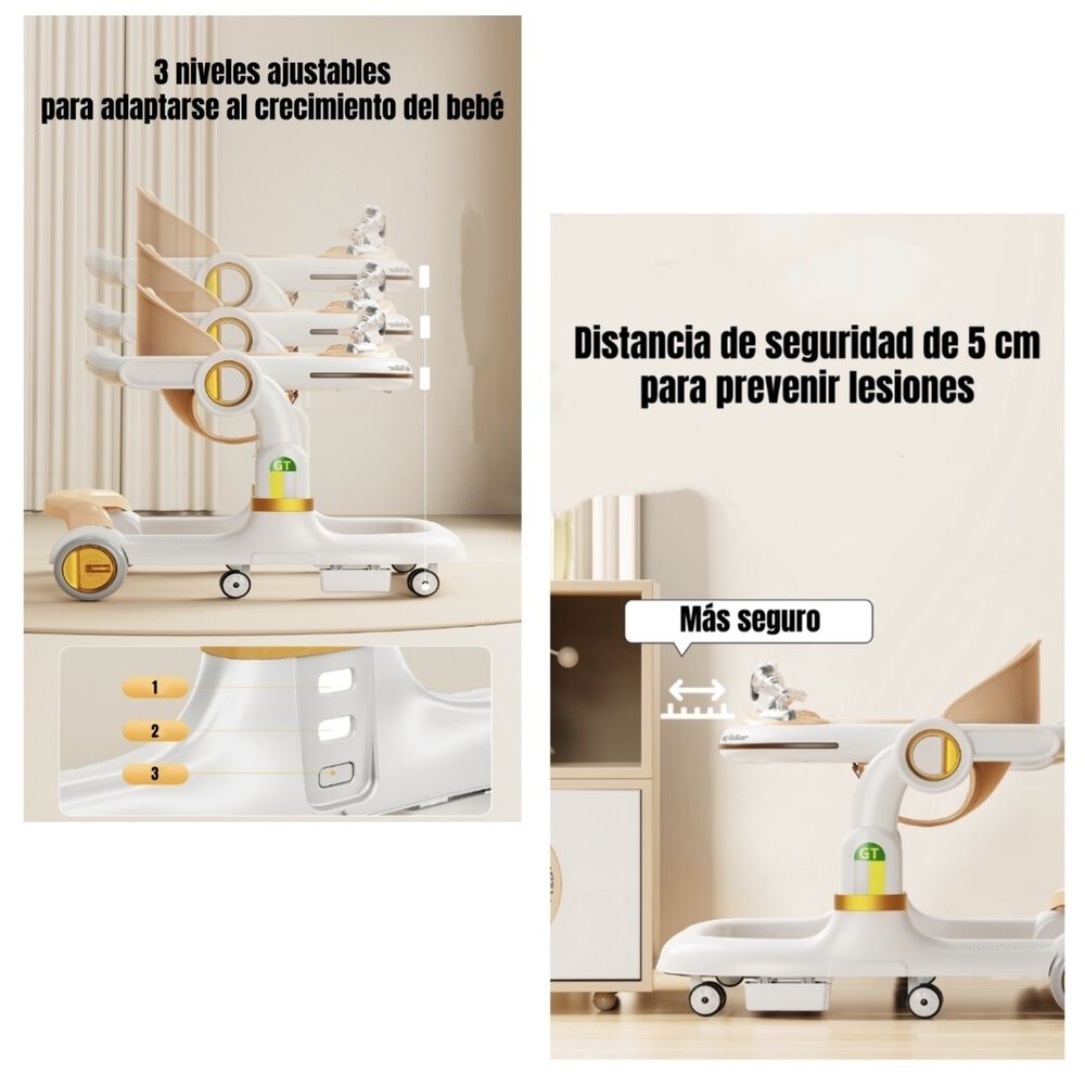 Andador Caminador Con Manilla Y Luces Mine Blanco Lubabycas image number 4.0