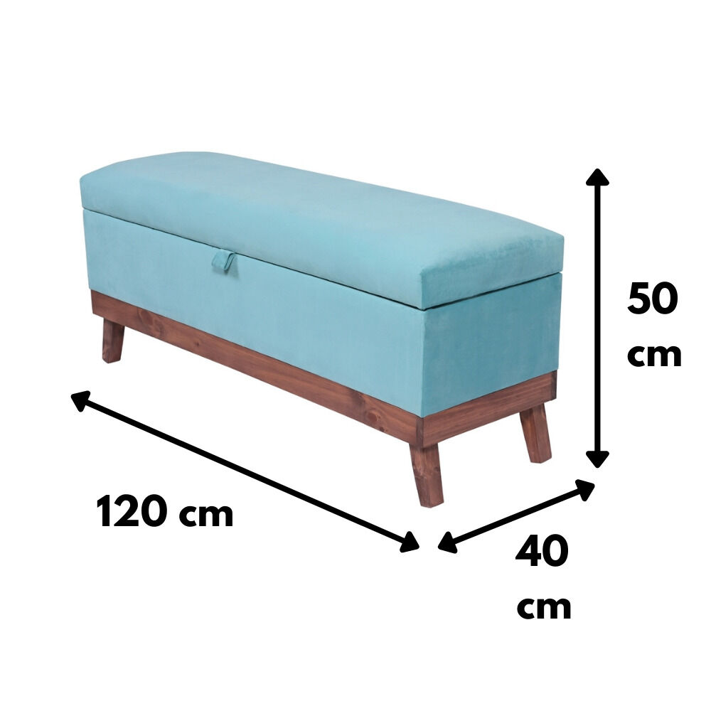 Banqueta Con Baúl Incy Turquesa Felpa 120x40x50 Cm Máxima Design image number 3.0