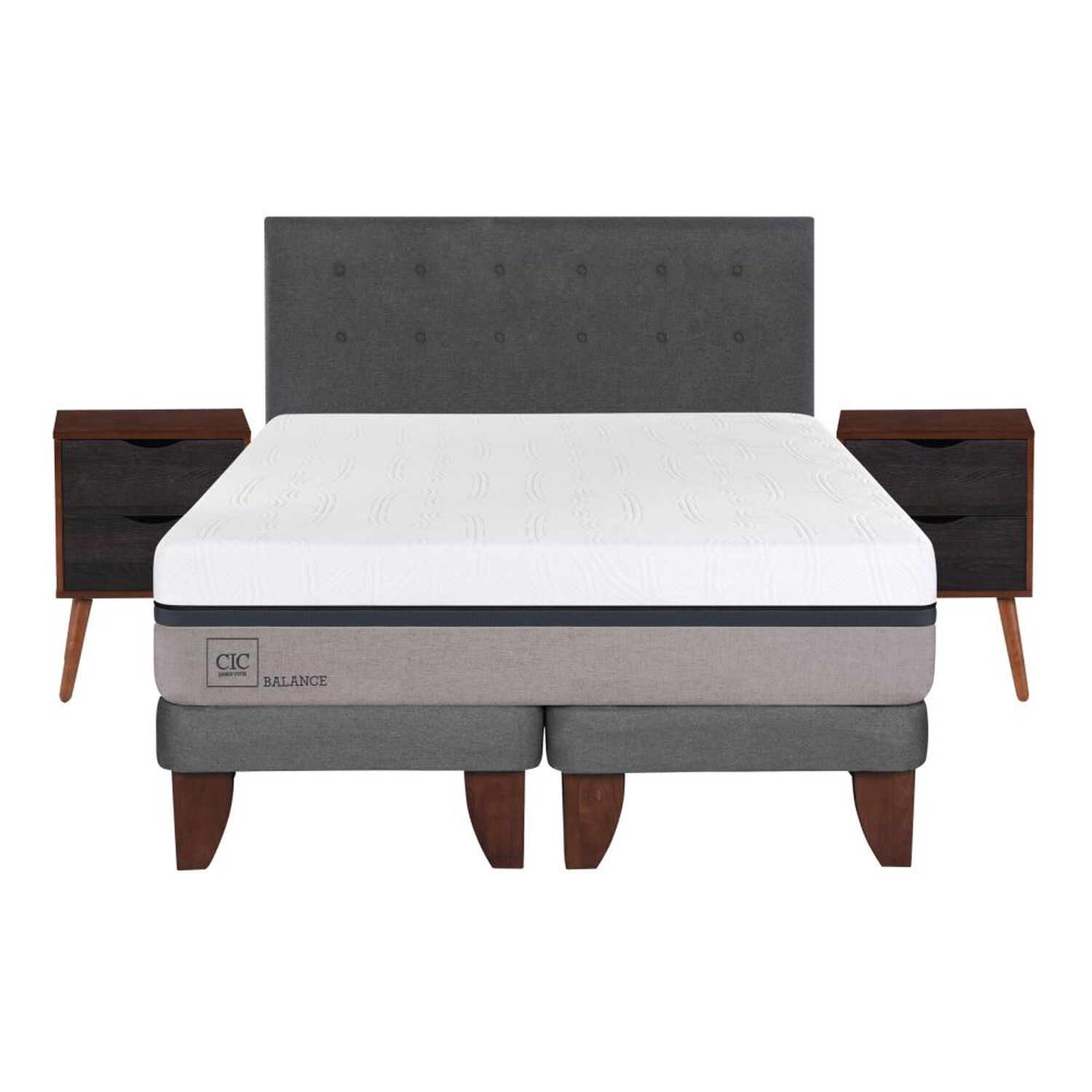Cama Europea Cic Balance / 2 Plazas / Base Dividida  + Set De Maderas image number 0.0
