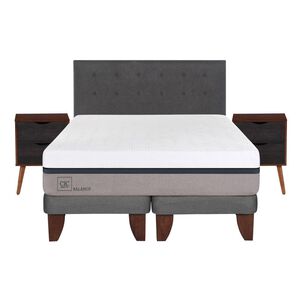 Cama Europea Cic Balance / 2 Plazas / Base Dividida  + Set De Maderas
