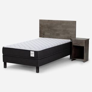 Cama Europea Rosen Wave / 1.5 Plazas / Base Normal + Set De Maderas Tabor Grafito