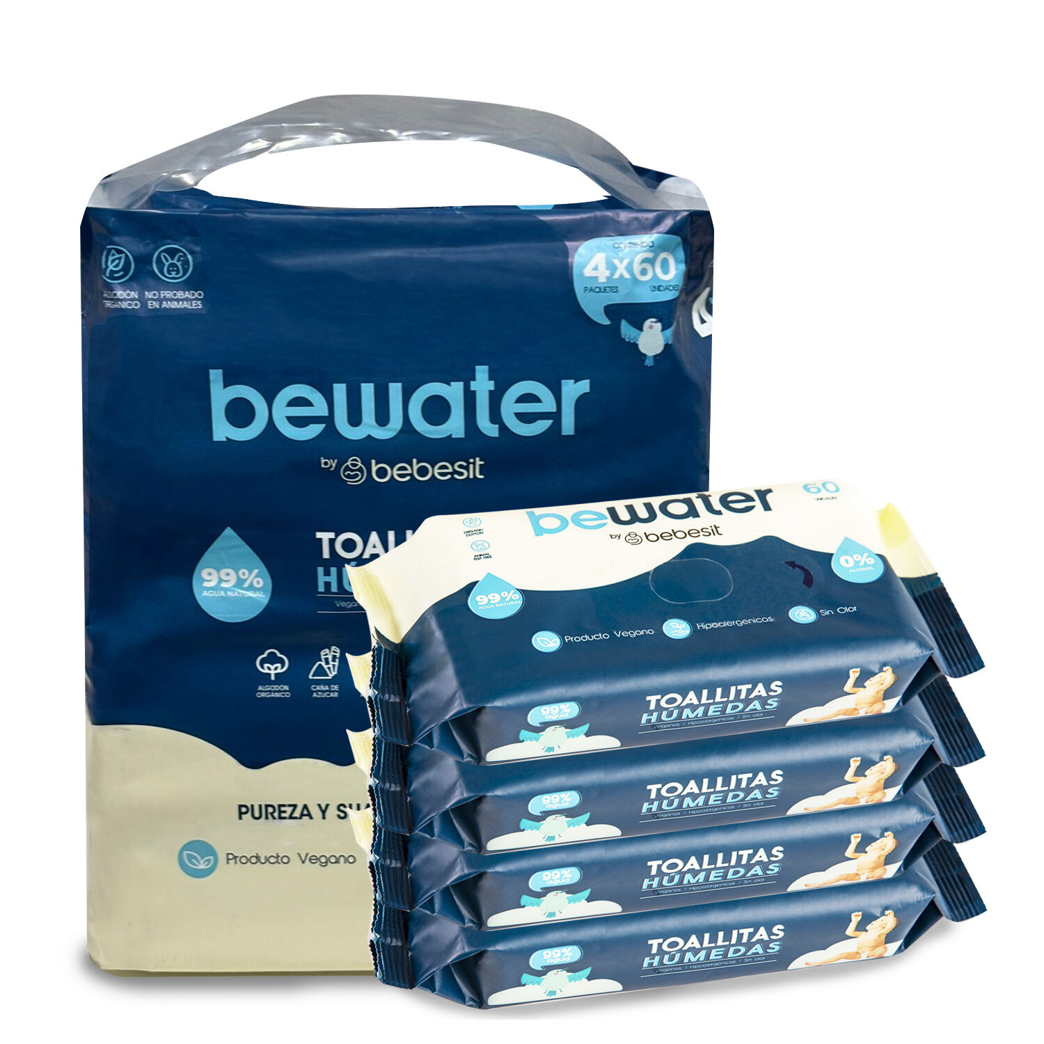 Toallas H&uacute;medas Bewater Bebesit - Bolsa 4x60 Unidades image number 10.0