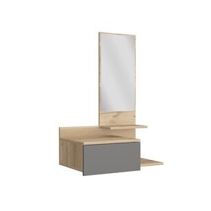 Mueble Recibidor Pared Con Espejo 1 Cajon Fm-002c - Caf&eacute; Claro