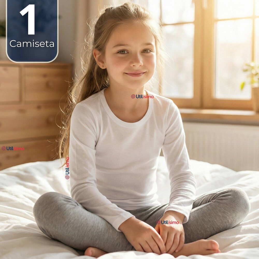 Camiseta Algod&oacute;n Manga Larga Polera Primera Capa Blanco Ni&ntilde;a image number 0.0