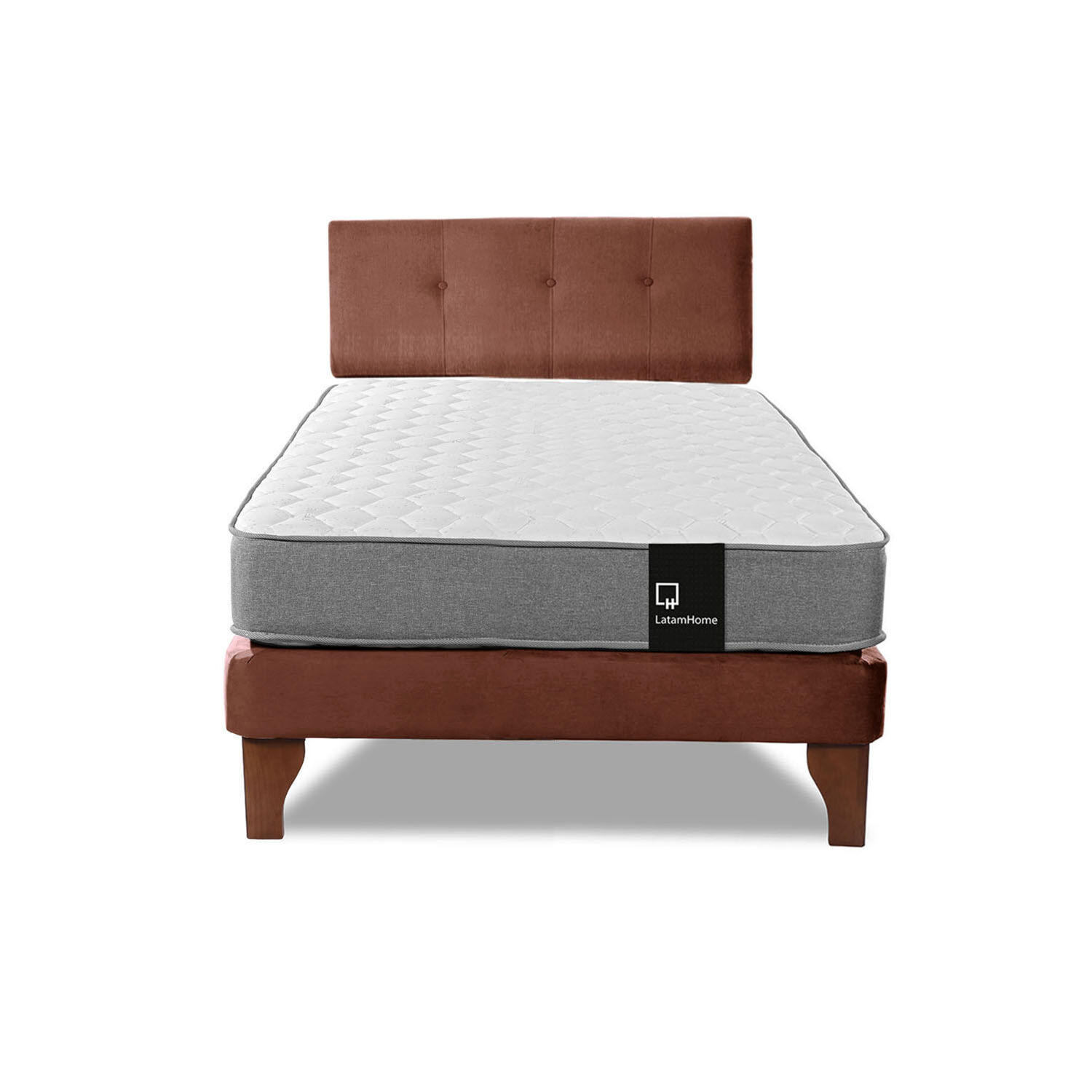Cama Europea Zen Best 1.5 Plaza Tela Velvet Chocolate + Respaldo image number 2.0