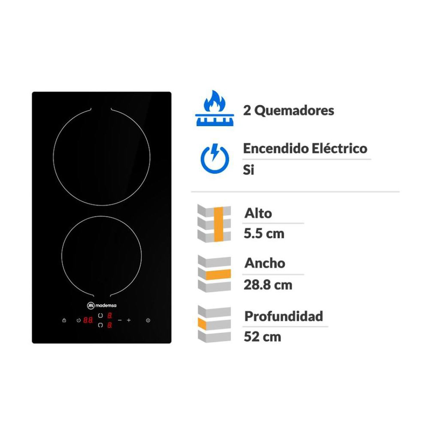 Encimera Vitrocer&aacute;mica Mademsa Vm2tr 2 Quemadores image number 1.0