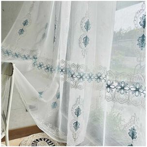 Set De 02 Visillos Bordados Con Argollas 140x230 Cm Mod02