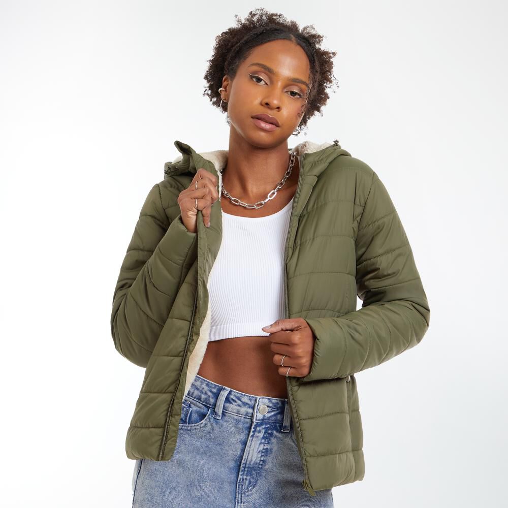 Parka Básica Interior Peludo Cuello Alto Con Capucha Mujer Rolly Go image number 0.0
