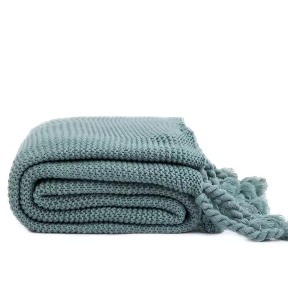 Manta Encaje De Lana Gruesa Tejida A Mano Premium 150x230cm Verde image number 3.0