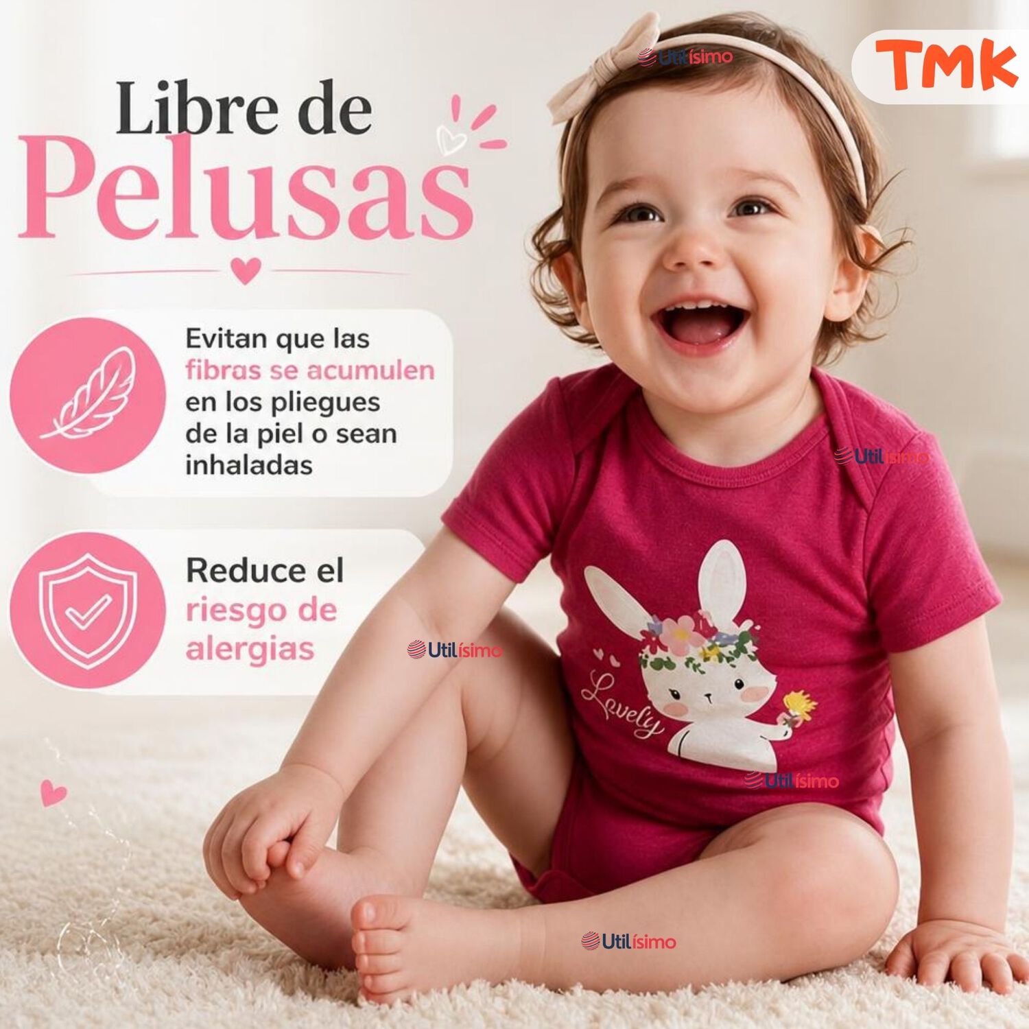 Pack 5 Bodys Manga Corta 100% Algod&oacute;n Tedmimak Ni&ntilde;a Bunny Blossom image number 7.0
