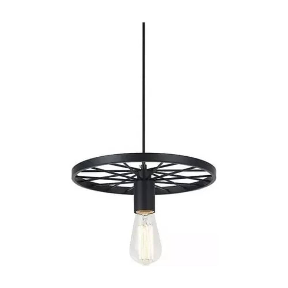 Lampara Colgante Rueda / Candelabro De Hierro + Ampolletas image number 1.0