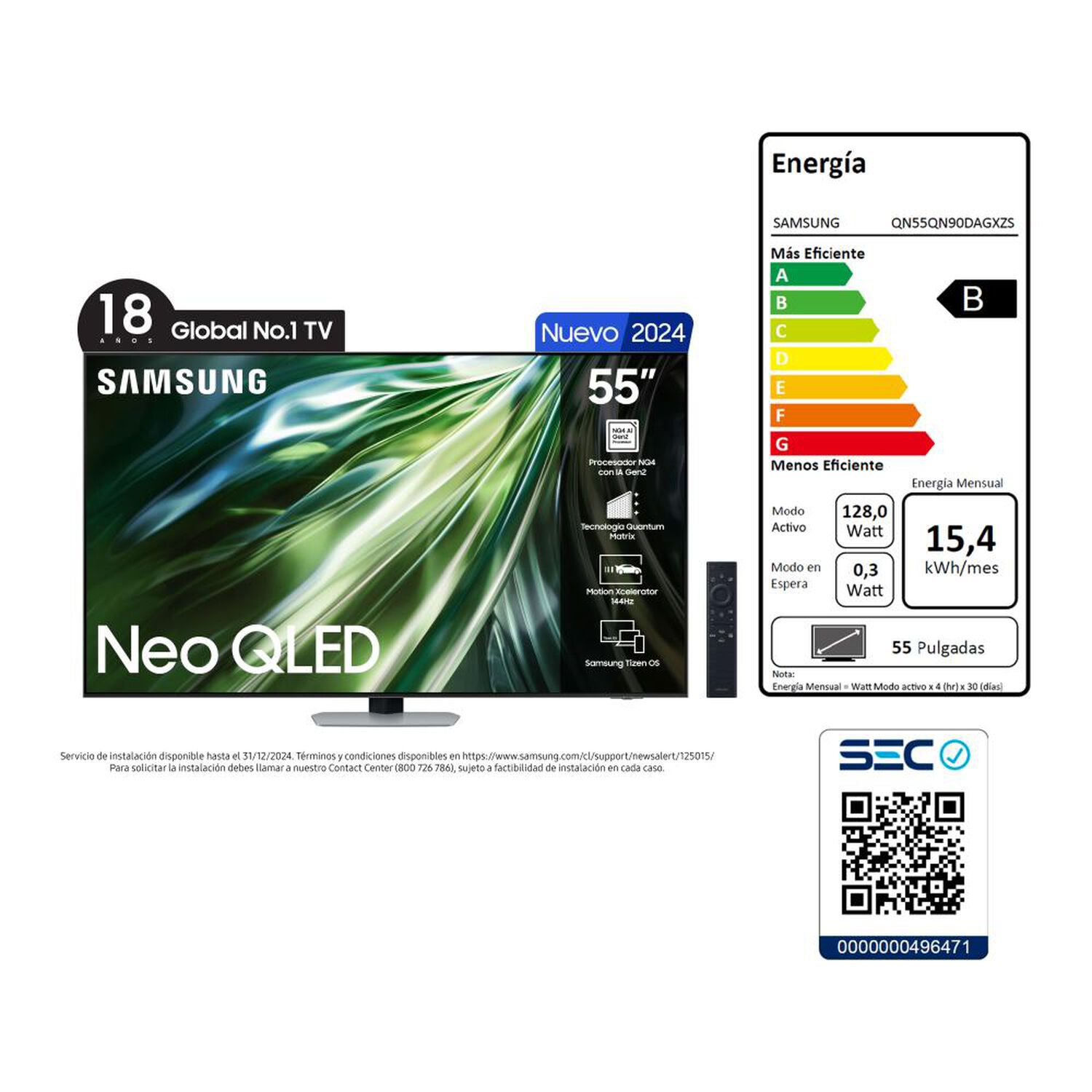 Neo Qled 55" Samsung QN55QN90DAGXZS / Ultra HD 4K / Smart TV image number 8.0